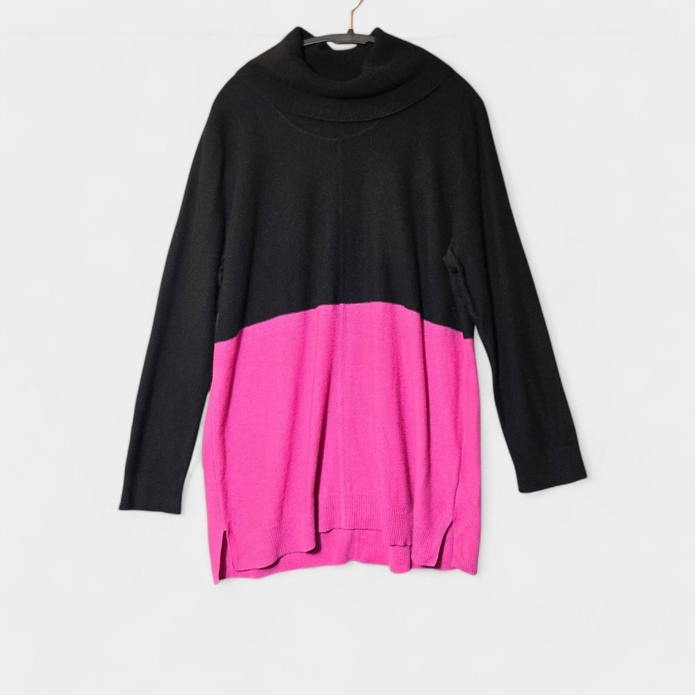 Lauren Ralph Lauren 100% Cashmere Cowl Neck Sweater Pink Black 2X Old Money NWT
